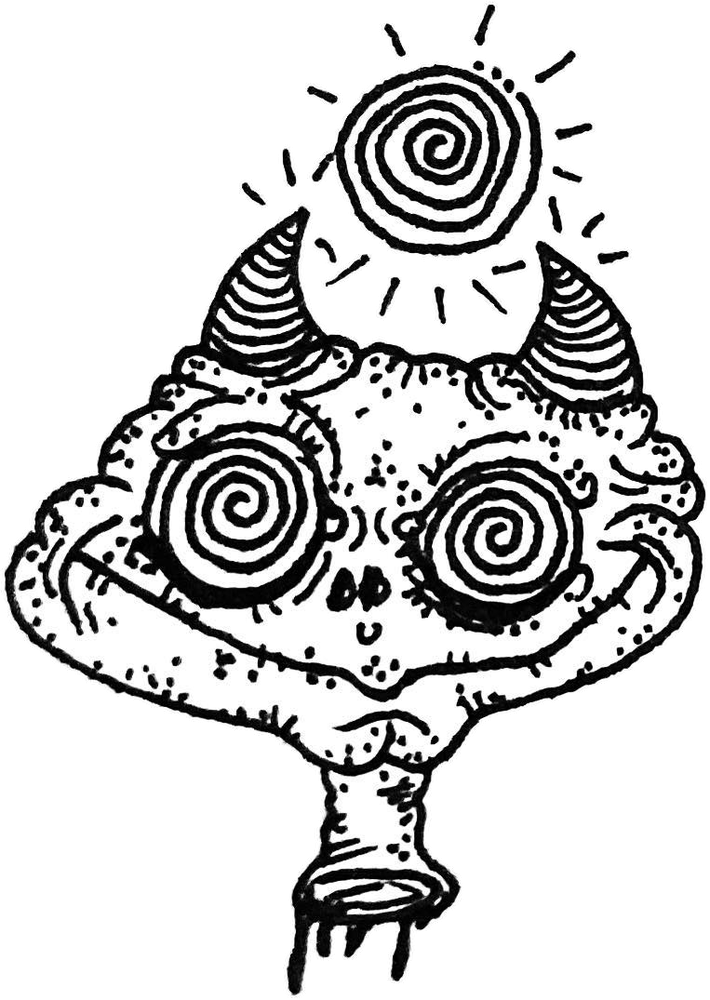 Original hand drawn art by twikoi: Spiral-crowned horned head